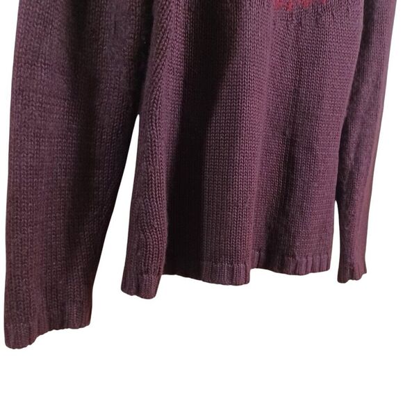 INC Nordic Fair Isle Angora Silk Purple Gold Sequin Women's Sweater Size Large - Picture 5 of 9